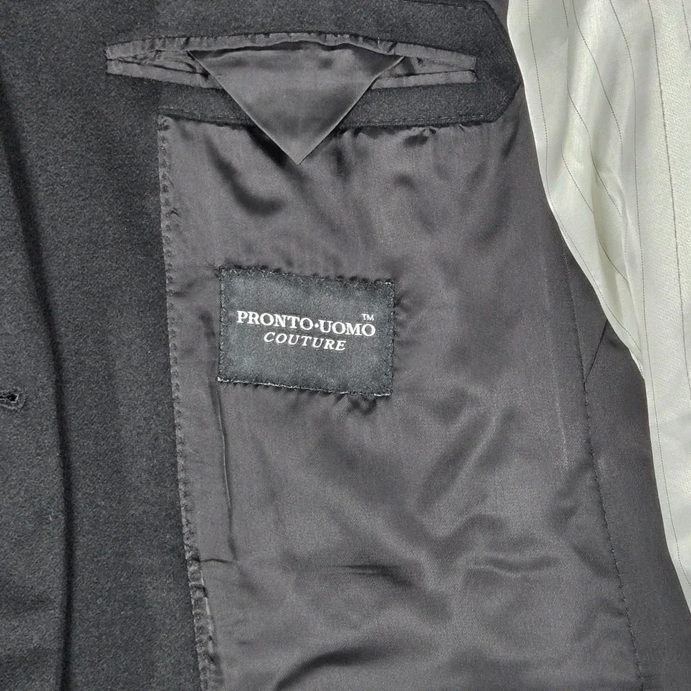Pronto Uomo Couture Mens 42R Black Cashmere Blazer Sport Coat Jacket 2 Button